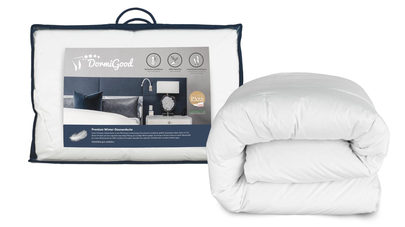 DormiGood® | Premium Daunendecke - 200 x 200 cm - Winterdecke (Wärmegrad 4-5)