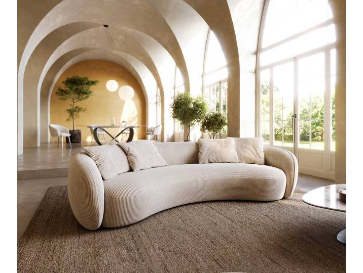 DELIFE 3-Sitzer Larna 260x120 cm Cord Beige, 3 Sitzer