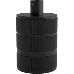 Calex | Lampenfassung | E27-Fassung | Aluminium | 3-Ring-Modell | Mattschwarz | Runde Kabelklemme | 60W