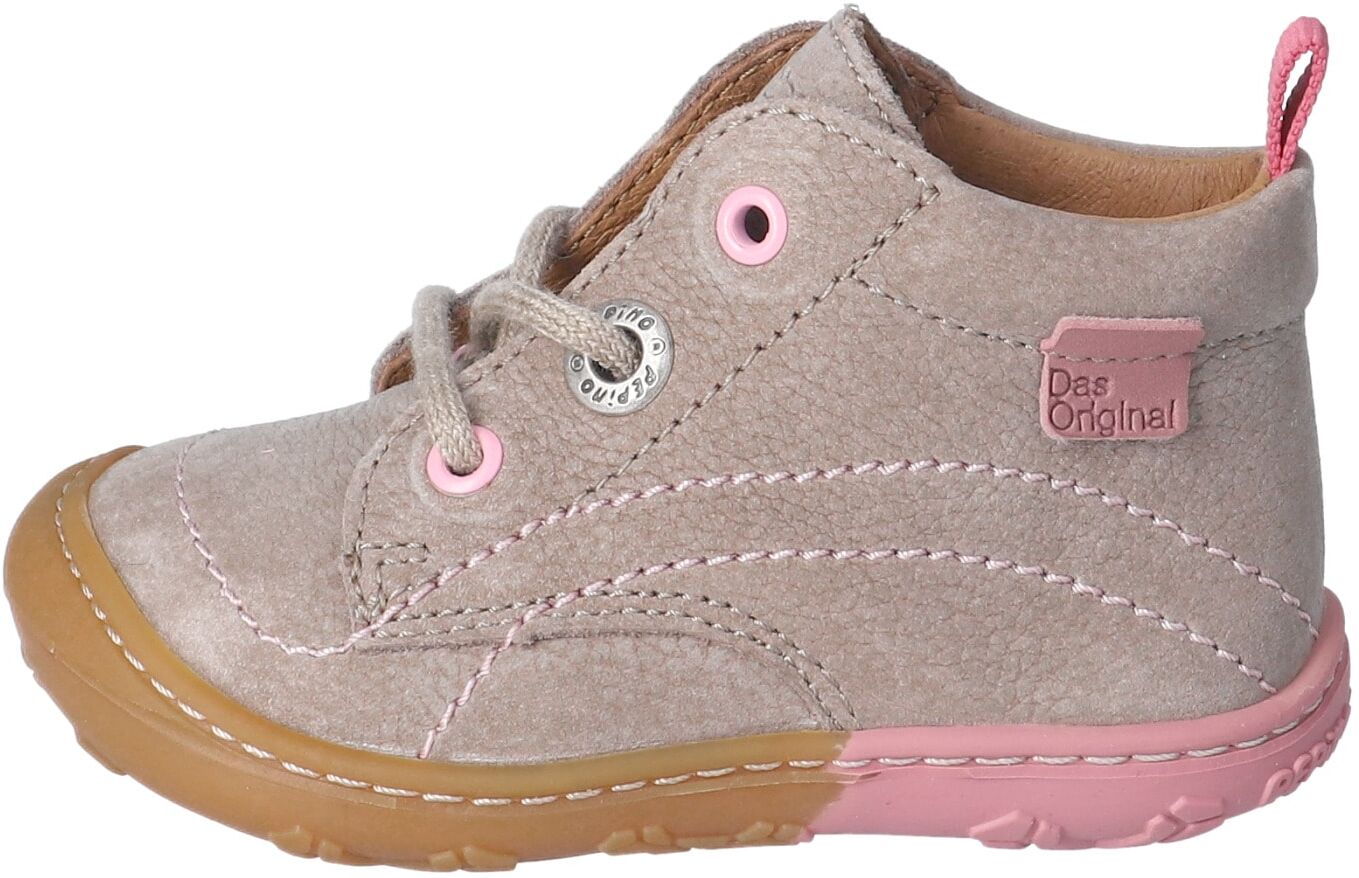 Lauflernschuh PEPINO BY RICOSTA "JUBY, WMS: mittel", Baby, Gr. 25, Leder, beige (natur), Nubukleder, Schuhe Lauflernschuh, Schnürschuh mit Kontrastnähten, Größenschablone zum Download