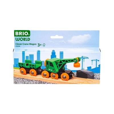 Brio Grüner Kranwagen mit Anhänger + Fracht