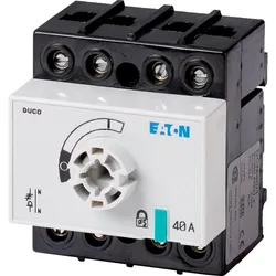 Eaton 1314105 Lasttrennschalter, DCM, 40 A, 3P + N (nicht schaltbar), STOPP-Funktion optional, ohne Drehgriff und Antriebsachse, Vertikalanschluss