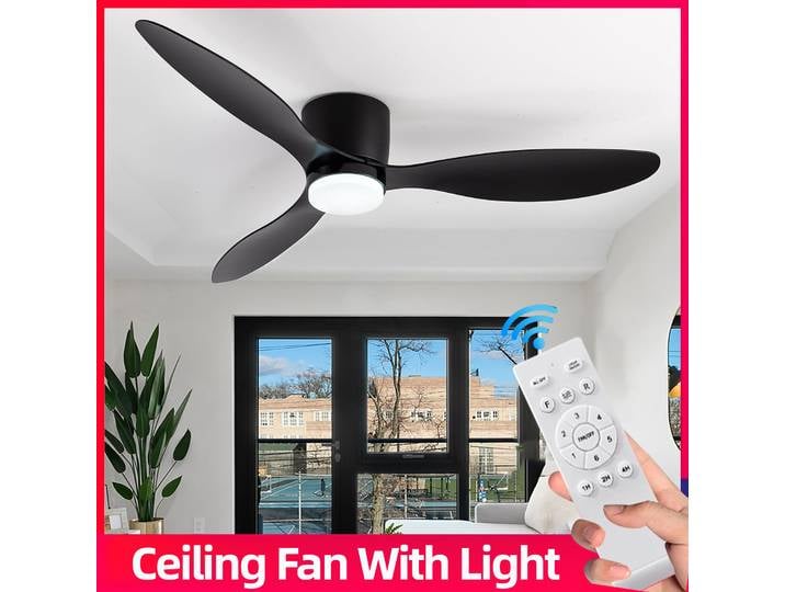 Ventilateur de plafond LED moderne IRALAN avec lumière, moteur DC, 6 vitesses, ventilateurs pour plafond bas, télécommande Lux&vitae, lampes de plafond