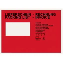 KK Verpackungen 250 Dokumententaschen Lieferscheintaschen Din C5 Rot Begleitpapiertaschen
