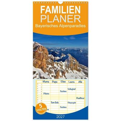 Familienplaner 2027 - Bayerisches Alpenparadies mit 5 Spalten (Wandkalender, 21 x 45 cm) CALVENDO