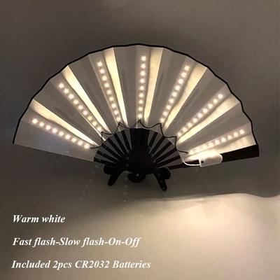 Inspire Select LED Neon Light Folding Fan Glowing Rave Hand Fan For Party, Festival & Performance Decor 13 In Warm White