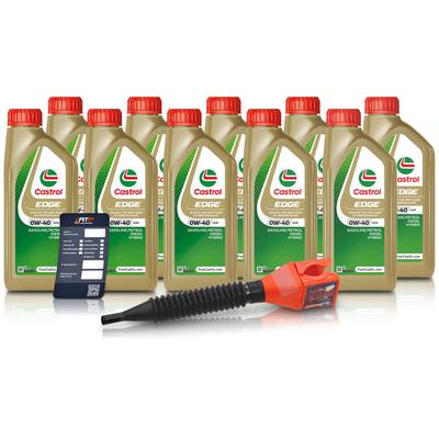 Castrol 10x 1 L EDGE 0W-40 A3/B4 + Ölwechsel-Anhänger + Einfülltrichter [Hersteller-Nr. 15F6B4]