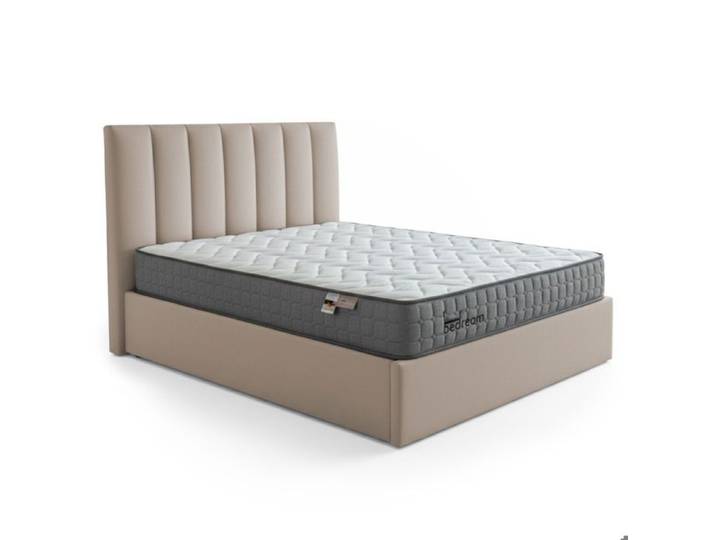 MENZZO Pack Lit-coffre Songe + Matelas Bedream 140x190cm Velours Taupe - Velours Lit : L148 x P207 x H112 cmMatelas :