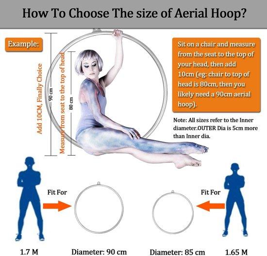 Dailygoods - Yoga-Reifen, 85 cm - Set für Aerial Hoop - Stahlseil - Zubehör - Aufbewahrungstasche - Sicherheitsanweisungen