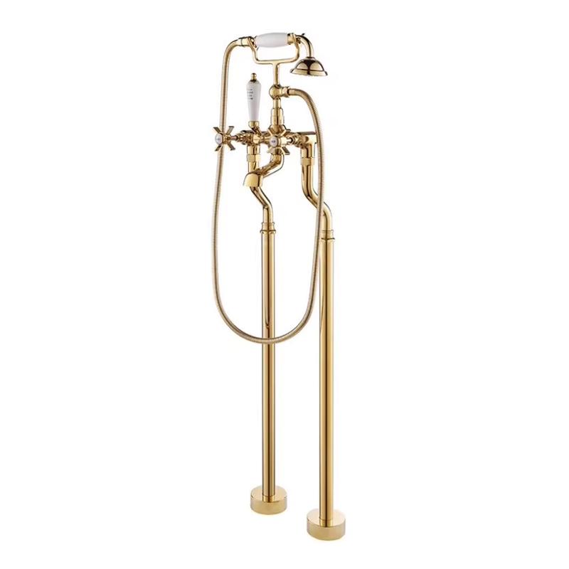 Freistehende Badewanne, Retro-Stil, Marke HILFORD, Farbe: Gold, Modell: Lauferi