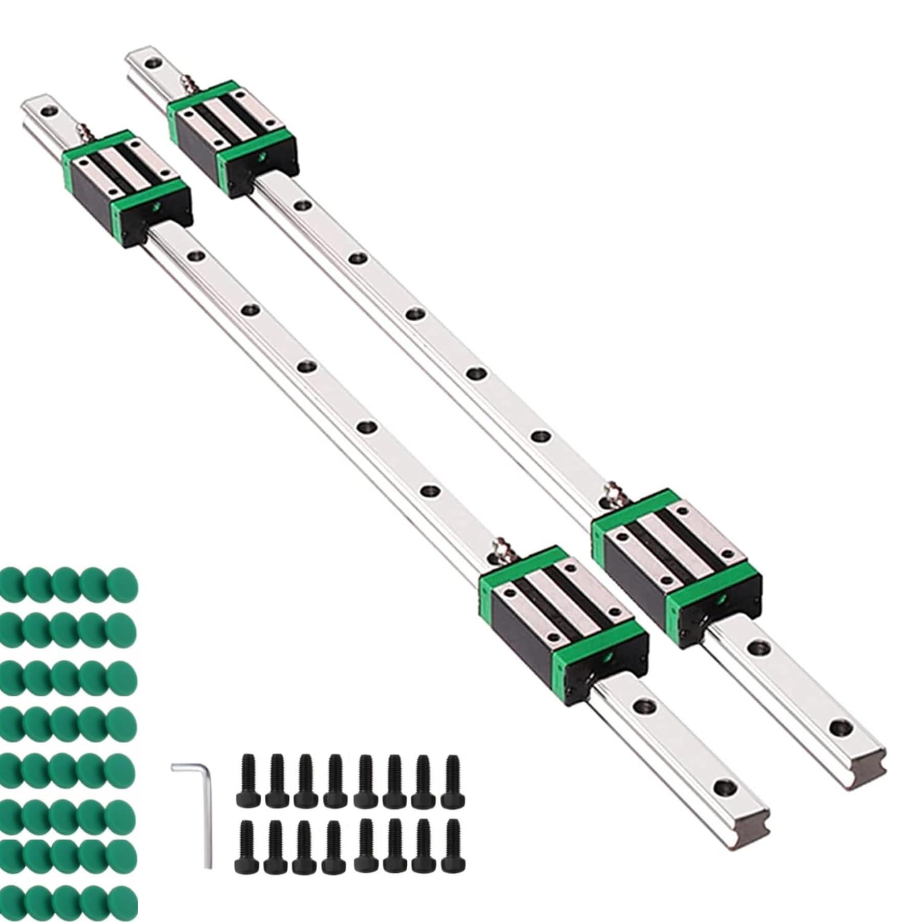 Lineare Führung, 20 mm, 1000 mm Länge, mit 4 Gleitblöcken, für 3D-Drucker und CNC-Maschinen