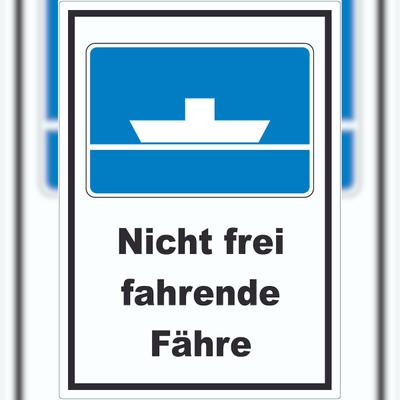 HB-Druck Nicht frei fahrende Fähre Symbol und Text Aufkleber A1 (594x841mm)