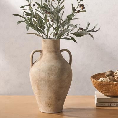 "SAFAVIEH Mesa 18-Inch Stoneware Decorative Vase, Natural and Grey - 10"" W x 10"" D x 18"" H"