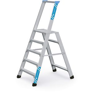 Zarges Klapptritt Seventec RC SP, 40235, aus Aluminium, einseitig begehbares Arbeitspodest, mit 5 gelochten Stufen