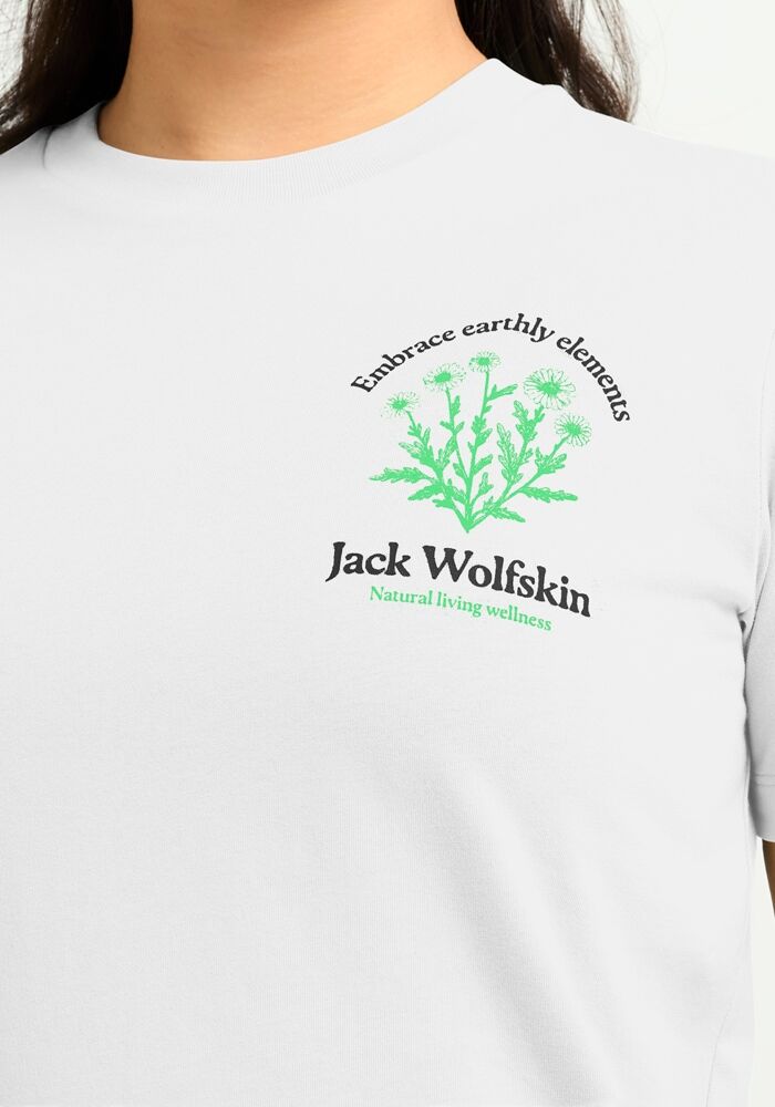 T-Shirt JACK WOLFSKIN "CAREFREE T W", Damen, Gr. XS, plant, starkweiß, Obermaterial: 100% BAUMWOLLE, Shirts T-Shirt plant, starkweiß XS