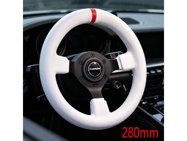 Volant de course universel en cuir jaune TIYPEOR 280 mm avec connecteur pour jeux sportifs