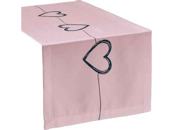 Erwin Müller Tischläufer Herz rosé-schwarz Größe 40x100 cm