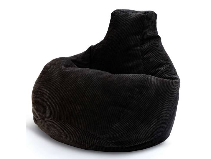 Cozy Sitzsack mit Rückenlehne in Cord-Optik - Schwarz