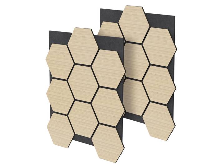 Ml-Design Akustikpaneel Echtholz 2er Set Eiche Hexagon, Hellbraun, Quadratisch, 2.1x81.1x66.6 cm, Tapeten & Wandverkleidungen, Akustikpaneele