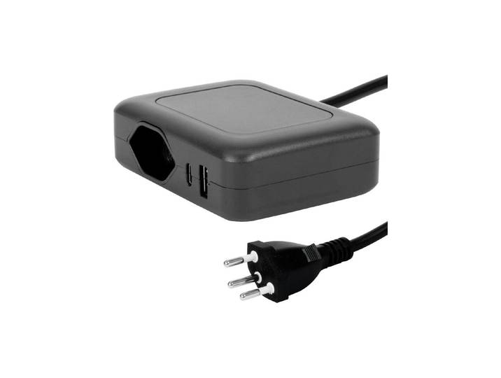 Steffen Ladestation 1x Typ13 1x Usb-A 1x Usb-C schwarz