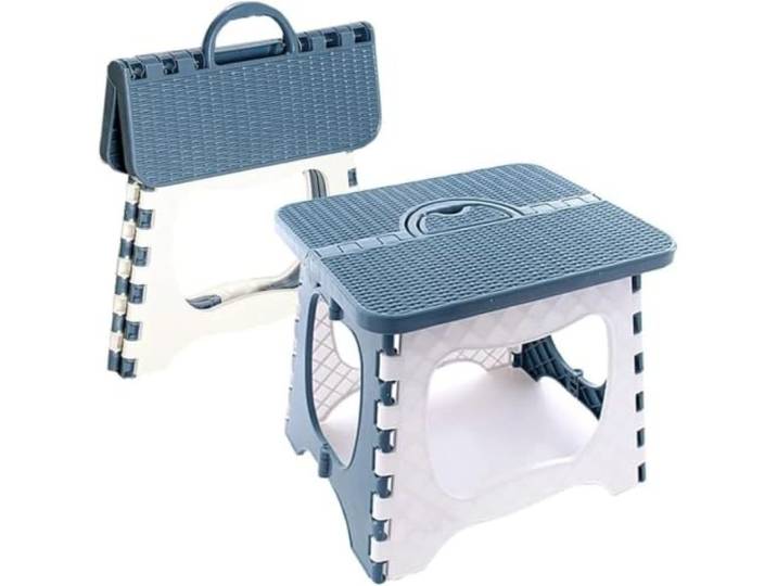 AEJHSIN Hocker Foldable Step Stool for Home Plastic Stool with Anti-Slip Treads for Kitchen and Bathroom(Blue-1pc)