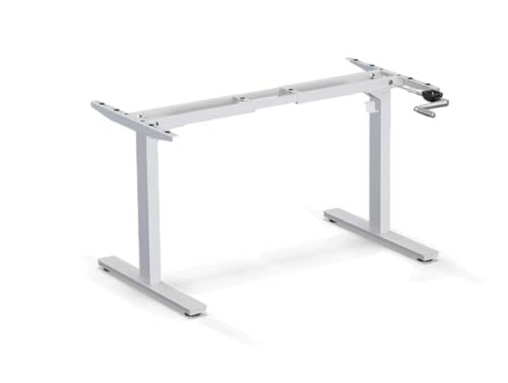 ergoni Eco - manuell höhenverstellbares Tischgestell - mit Kurbel ohne Strom (matt weiß)