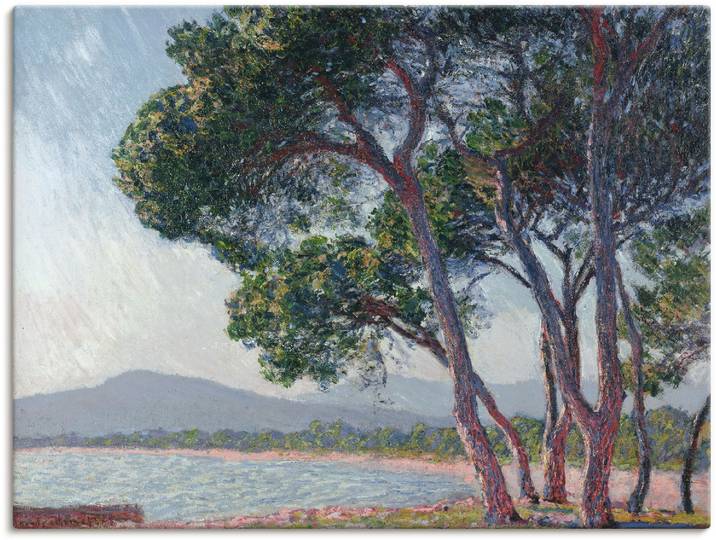 Leinwandbild ARTLAND Der Strand bei Juan-les-pins. 1888 , blau (farbe bild(er): blau), B:120cm H:90cm, Bilder, Leinwandbild, auf Holzrahmen gespannt