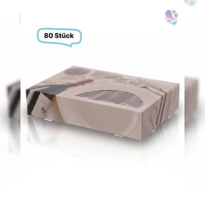 Blanc HYGIENIC Transportkarton Diner aus lebensmittelechtem Karton mit Sichtfenster – 80 Stück, Motiv: Größe - 46 × 31 × 8 cm