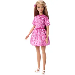 Barbie Fashionistas Style-Puppe #249 in rosa Rock und Shirt im Paisley-Muster und blondem Haar