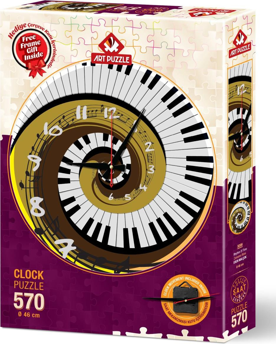 ART PUZZLE Puzzelklok Rhythm of Time met 570 stukjes en inclusief frame