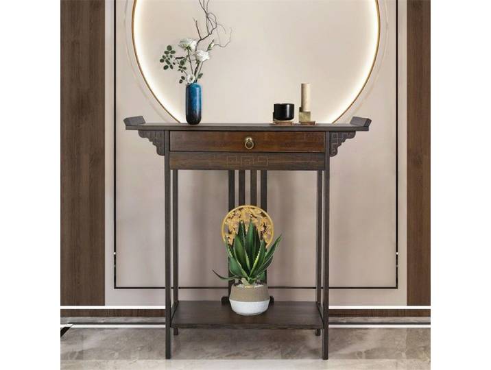 Console Meuble Entrée Bambou - Table Console Entrée Bois Tables Consoles de Salon Meuble pour Couloir - 81.5 x 32 x 82 cm