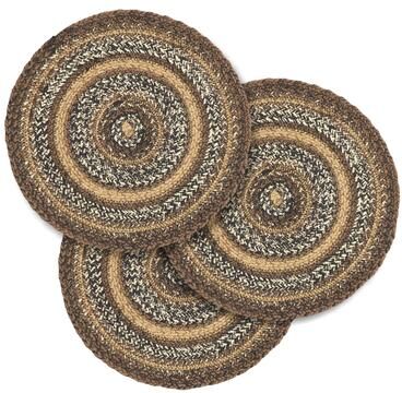 VHC Brands Espresso Jute Trivet 15 Set of 3