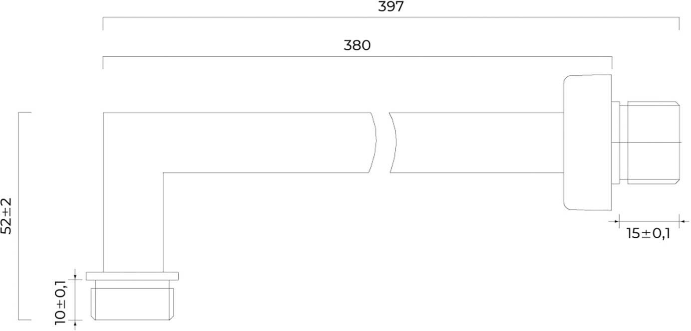 OLTENS Lagan (S) Wandarm rechteckig für Kopfbrause, Badarmaturen, 39401100, chrom