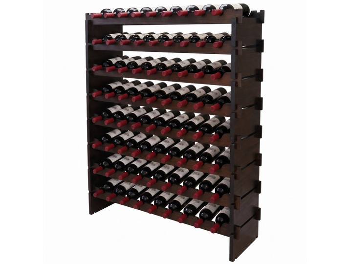 Relaxdays Weinregal Dunkelbraun Bambus stapelbar 72 Flaschen, Braun, Holz, 85x107x25.5 cm, Wohnzimmer, Regal, Weinregal