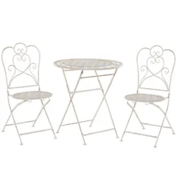 BALKONSET 2-Sitzer Klapptisch Metall beige Trieste