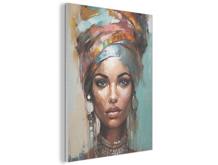 MuchoWow Akustikbild - Frau - Kunst - Schmuck - Porträt - 60x80, Blaugrau, Kunststoff, Rechteckig, 60x80x0.9 cm, Wandverkleidung, Akustikpaneele