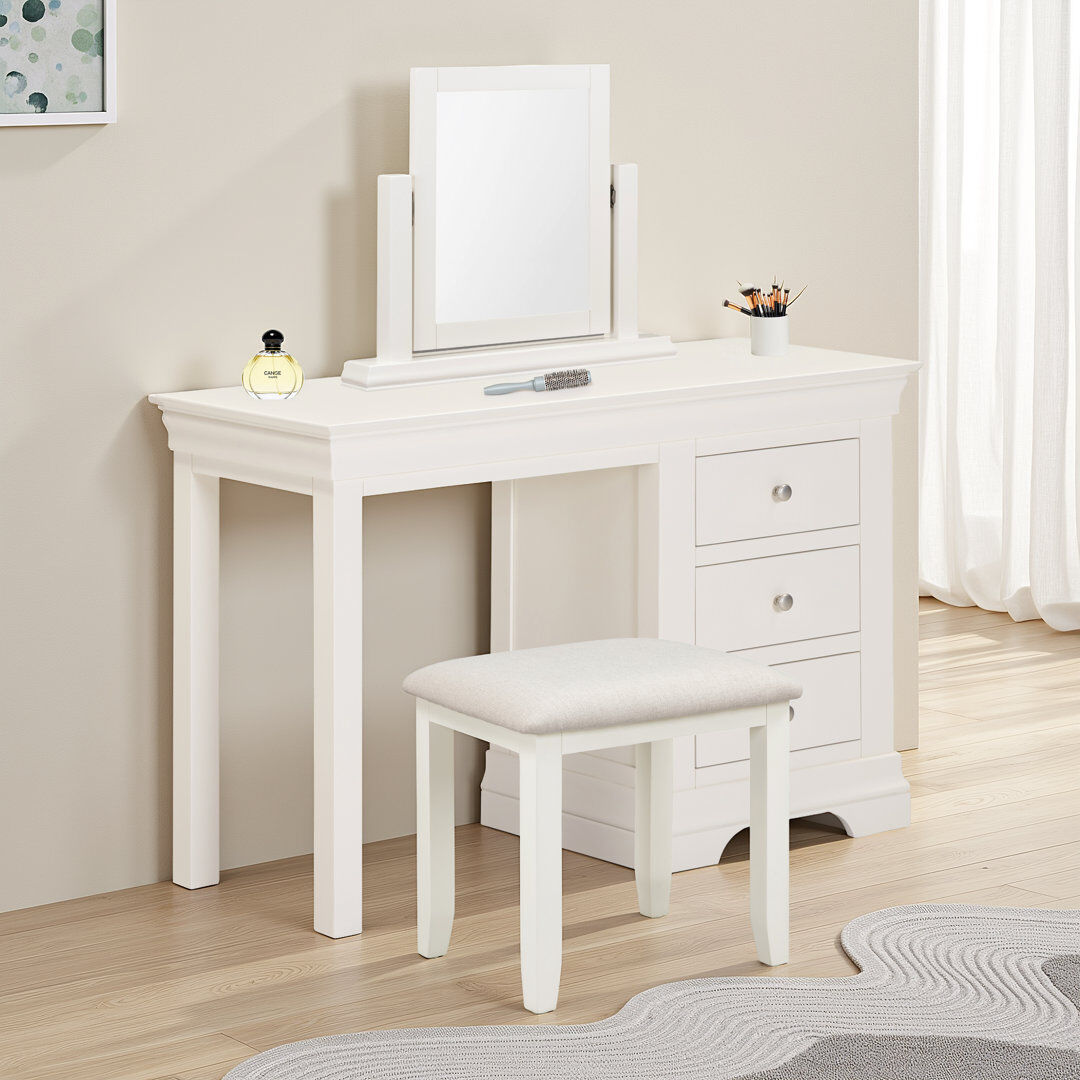 17 Stories Melchior Dressing Table Set Ivory 126cm H X 115cm W X 44.5cm D