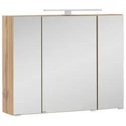 Spiegelschrank Kopenhagen mit LED 3-türig ca. 80x64 cm Eiche