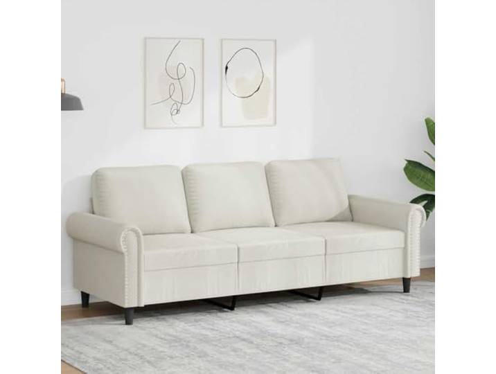 ZQQLVOO 3-Sitzer Samtsofa Creme 180 cm Metallgestell, Dick Polsterung, Modernes Design, 110 kg Pro Sitzplatz