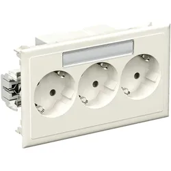 Schneider Electric 5940112 3-fach Steckdose mit Schriftfeld fuer Kanaleinbau CYB-PS perlweiss RAL 1013