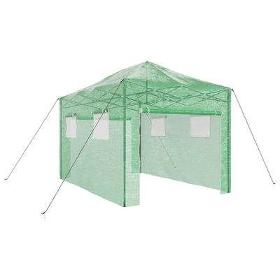 Helloshop26 - Rechteckiges faltbares Gartengewächshaus 280 x 410 x 315 cm leichter Zugang modernes Design aus grünem Eisen