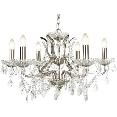SEARCHLIGHT Kronleuchter "Hängeleuchte Paris, 6-flammig", silber (satiniertes silber und klares), 6, Ø 70cm H: 43cm, 1 Stk., Leuchten, Glamourös, Kronleuchter