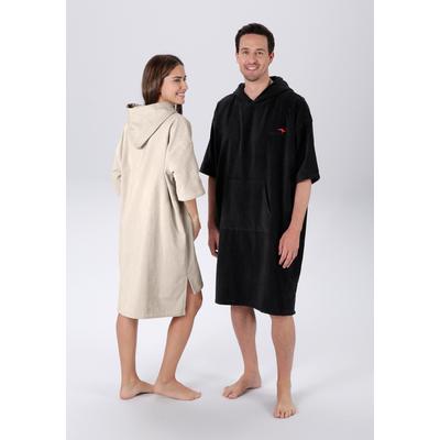 Badeponcho KANGAROOS "Summer, ideal für Sauna, Spa & im Urlaub, Damen & Herren" Gr. S, schwarz, S/M, Frotteevelours, Hausmäntel, Surfponcho, mit Bauchtasche, 100% Baumwolle, Frottee