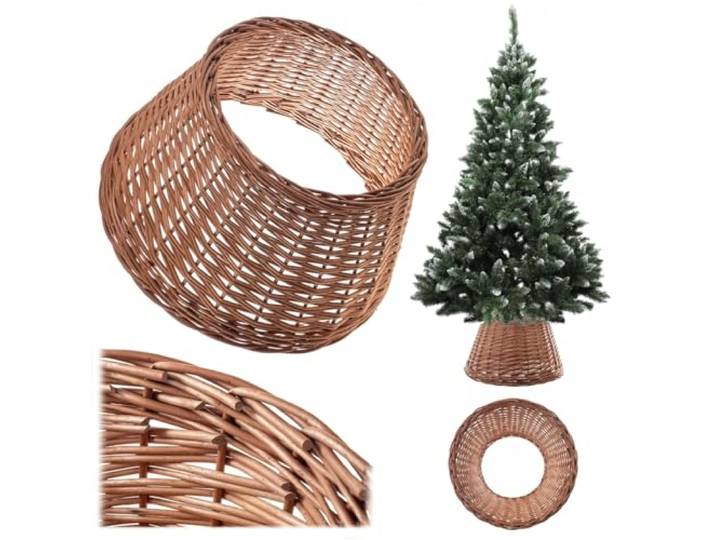 KADAX Jupe de sapin de Noël - Diamètre : 46\,5 cm - En osier tressé naturel - Fabriquée à la main - Pour pied de sapin de Noël - Anneau de sapin de Noël - Marron clair