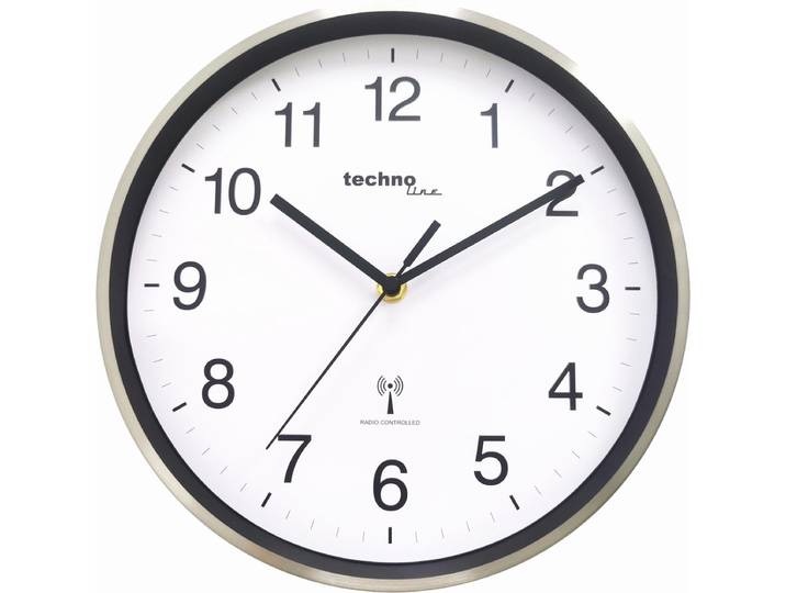 Technoline WT 8925 - Wandklok - Analoog - Quartz - Rond - Glazen lens - Ijzer - Radiogestuurde tijdsaanduiding - Grijs