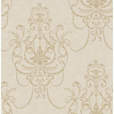 Seabrook Designs Mona Linen Chandelier Unpasted Wallpaper