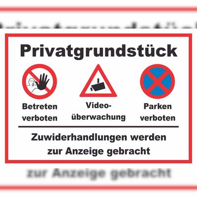 HB-Druck Privatgrundstück Betreten und Parken verboten Videoüberwachung Schild A2 (420x594mm)