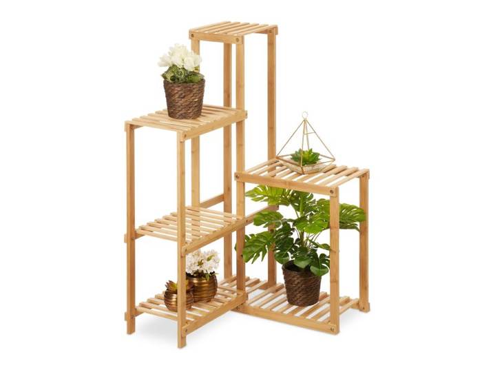 Relaxdays Plantenrek bamboe hoek