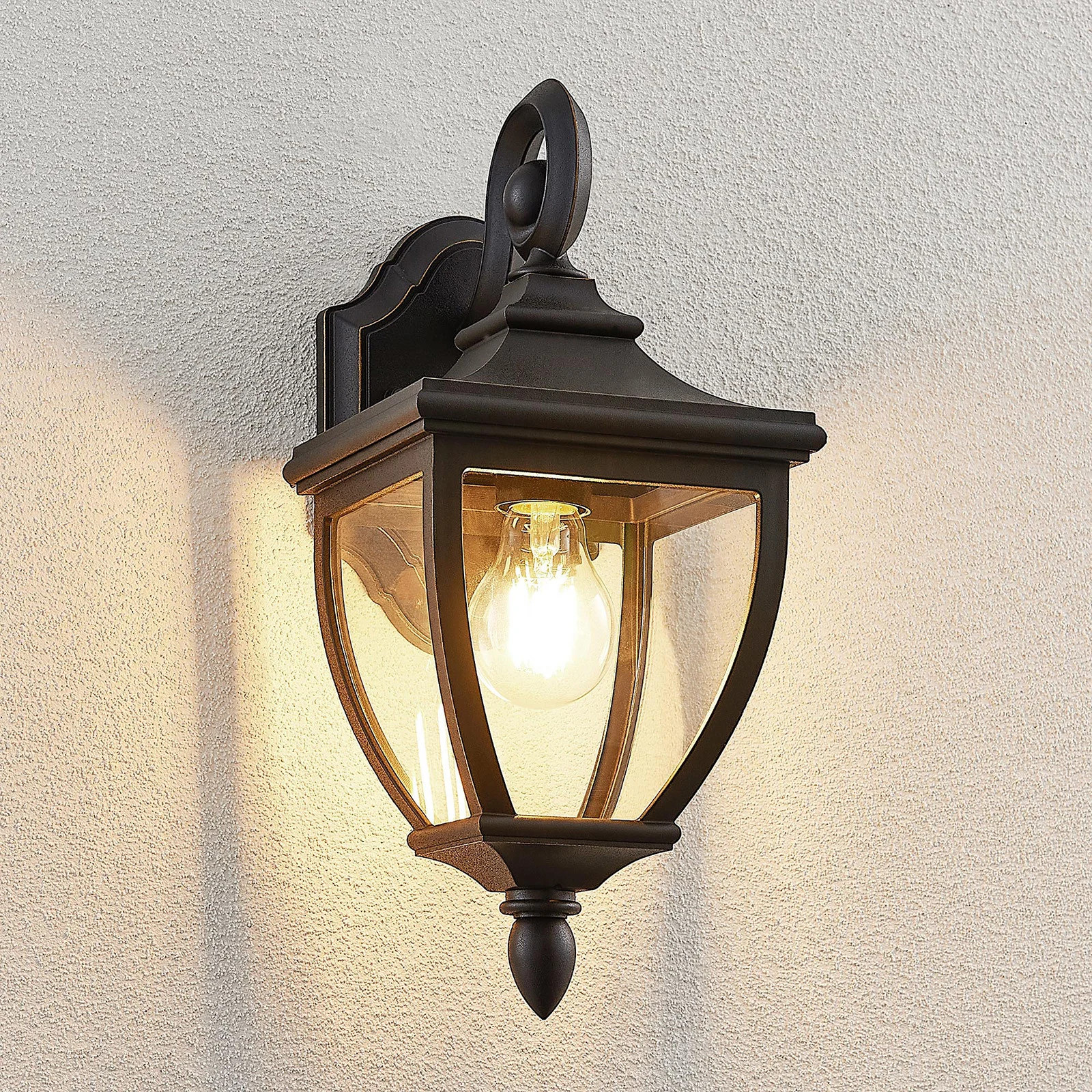 Lindby Cerys buitenwandlamp - Zwart - Antiek - Dimbaar