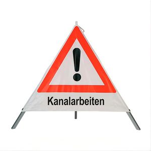 SafetyMarking Faltsignal Gefahrenstelle VZ101, Kanalarbeiten, tagesleuchtend, Schenkellänge 90 cm